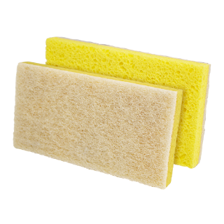 Image sur Éponge à récurer blanc et jaune en celullose -  3'' x 6''